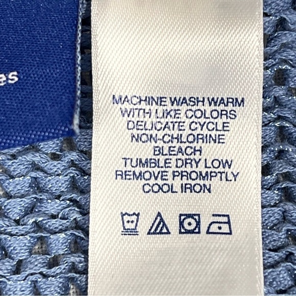 VTG J.H. COLLECTIBLES Blue Beige Color Block Long Sleeve Knit Sweater Top Sz XL - Picture 16 of 16